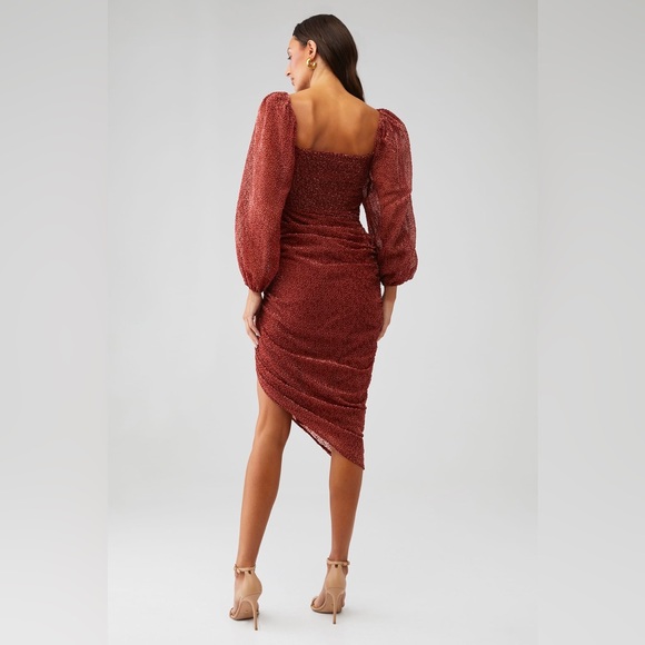 Astr The‎ Label | ATHENS RUCHED PUFF SLEEVE MIDI DRESS XL - Picture 3 of 7